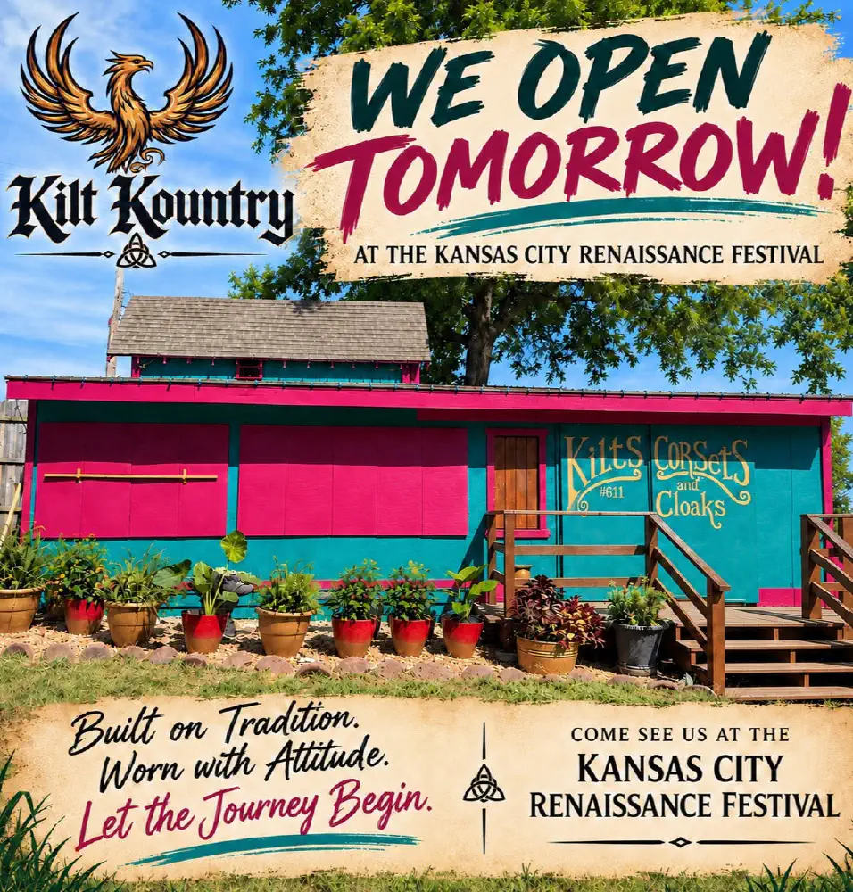 Kilt Kountry promotional artwork for its Kansas City Renaissance Festival shop.