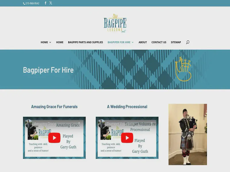 Website preview for bagpipelessons.net