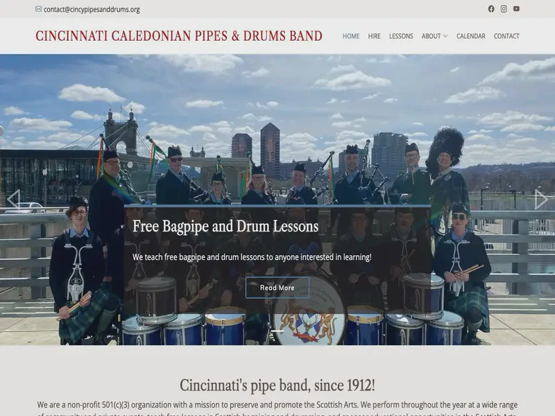 Website preview for cincypipesanddrums.org