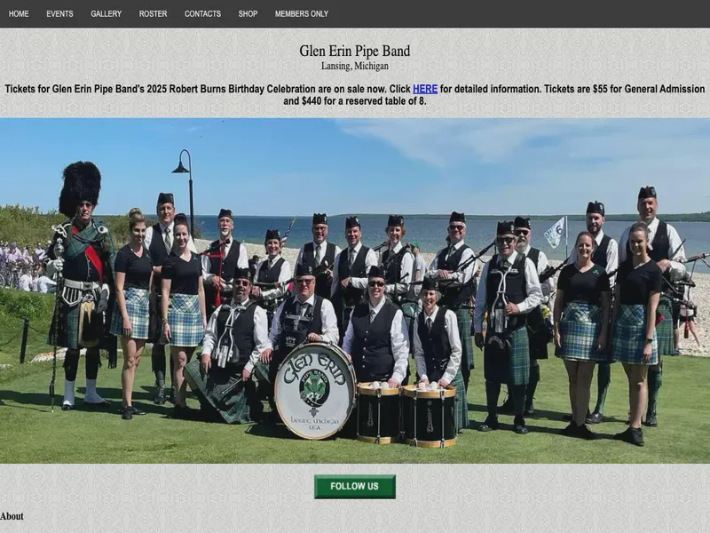 Website preview for glenerinpipeband.com