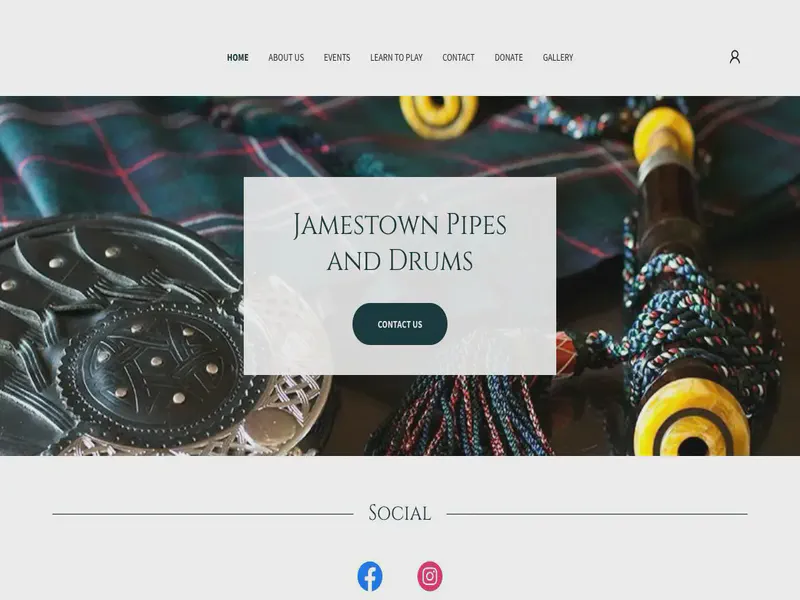 Website preview for jamestownpipesanddrums.org