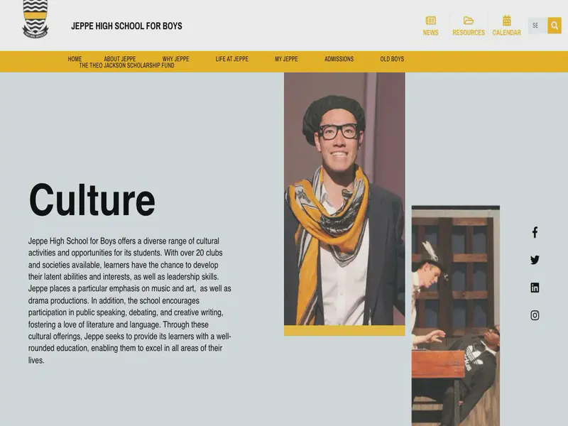 Website preview for jeppeboys.co.za