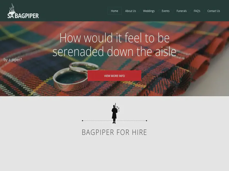 Website preview for sabagpiper.co.za