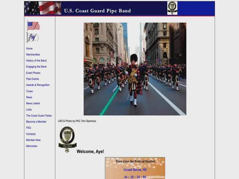 Website preview for uscgpipeband.org