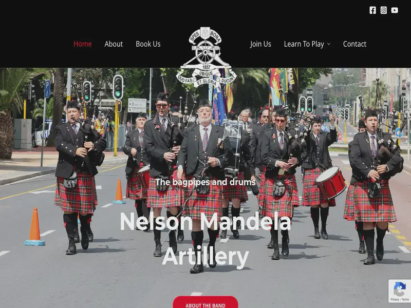 Website preview for www.bagpipes.co.za