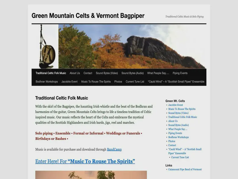 Website preview for www.greenmountaincelts.net