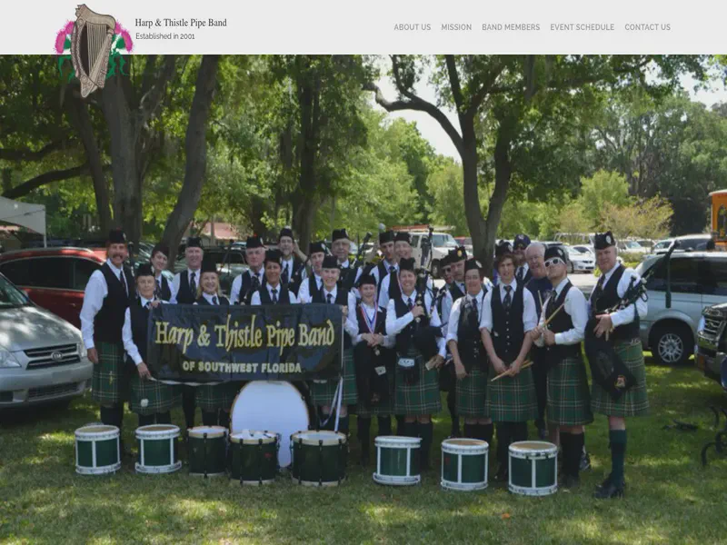 Website preview for www.harpandthistlepipeband.org