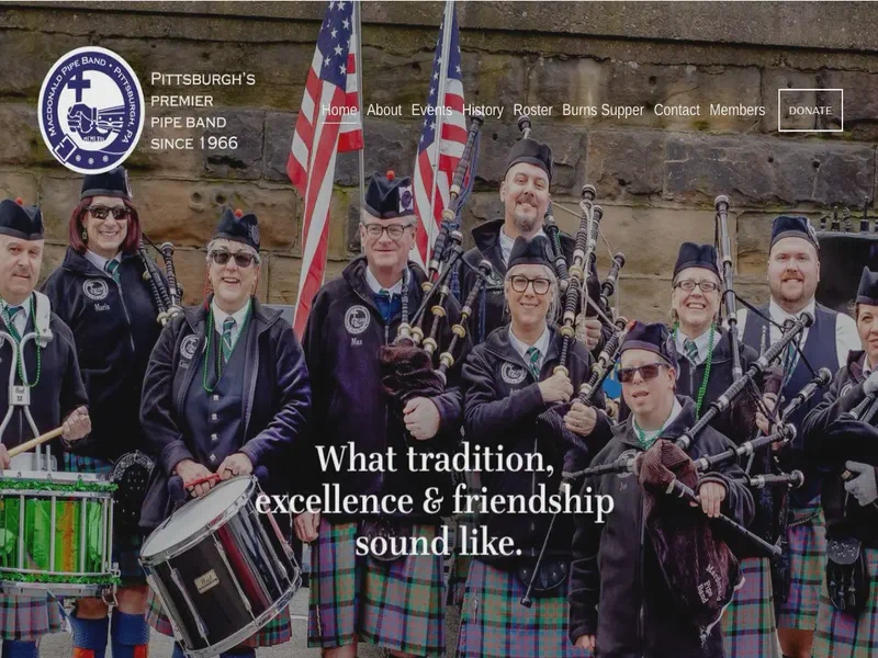 Website preview for www.macdonaldpipeband.net