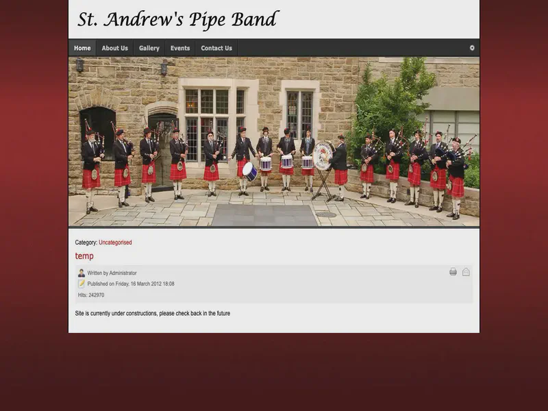 Website preview for www.standrewspipeband.com