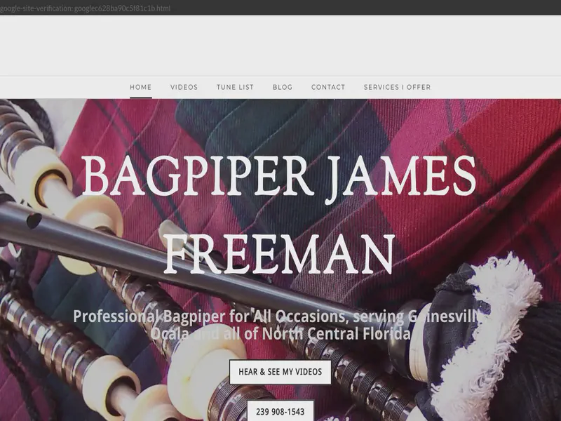 Website preview for www.theartistbagpiper.com