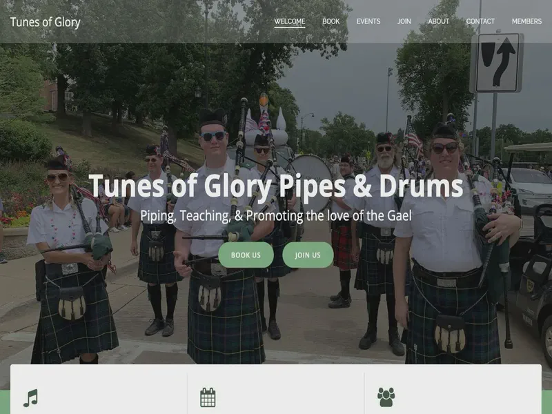 Website preview for www.tunesofglory.org