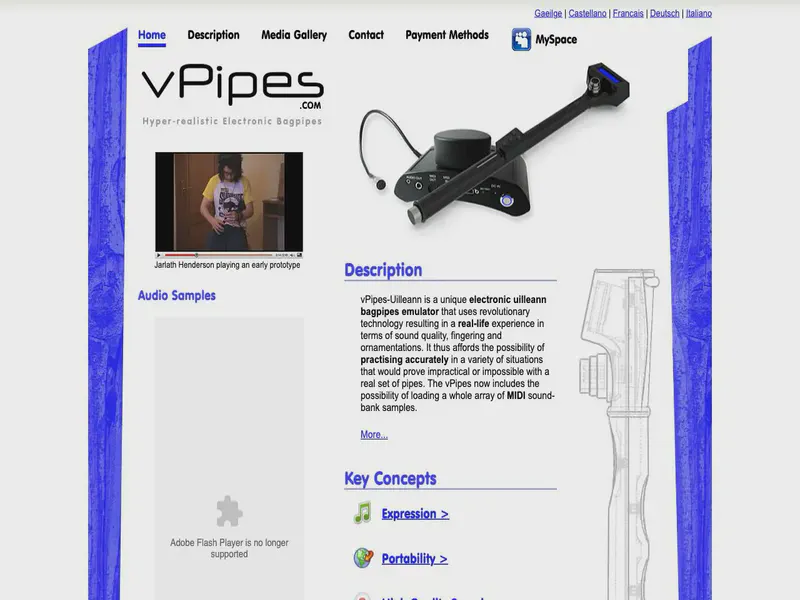 Website preview for www.vpipes.com